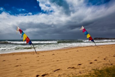 Two Bali flags during Collaroy storm
