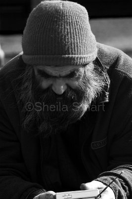 Mike, a homeless man, with radio 
