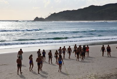 Early morning swimmers at Byron Bay, Australia