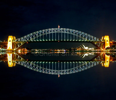 Sydney Harbour Bridge night reflection