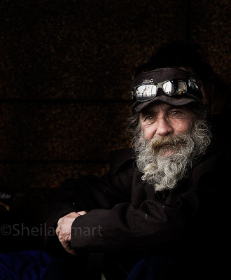 Homeless man with sunnies