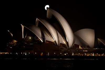 Sydney Opera House with moon