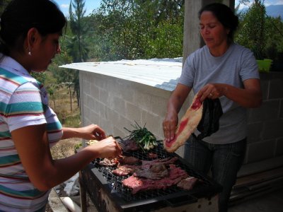 greasing the grill