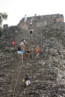 The climb up the Coba ruins
