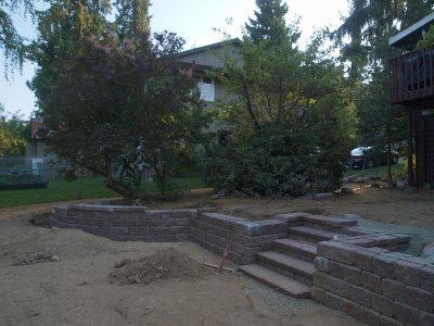 almost finished retaining wall