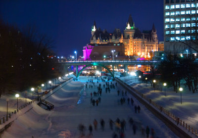 Skating on the Canal at Night