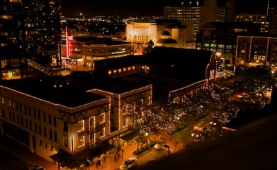Fort Worth Main Street and Bass Theatre.