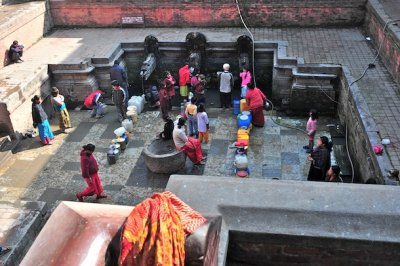 Water is available in the old bath in Durbar square.