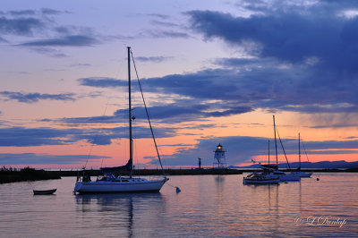 131 - Harbor, Pastel Sunset And Sailboats