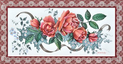 Roses With Lace-On-Mat Border (Wall Decor)