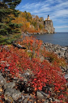 44.2 - Split Rock Lighthouse:  Shoreline With Autumn Reds