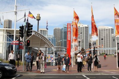 About to cross the road..Darling Harbour