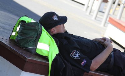 Security Guard...Sleeping on the job.