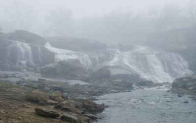 Reedy River Falls in the fog