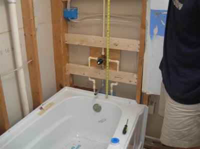 New shower valve and plumbing.  Note the heavy duty support :)