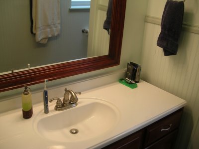 Vanity top and antique mirror