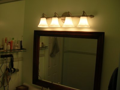 New vanity lights and antique mirror