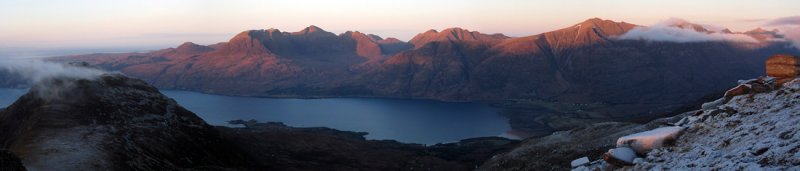 New years day 09 view from Ben Damph to torridon at sunset