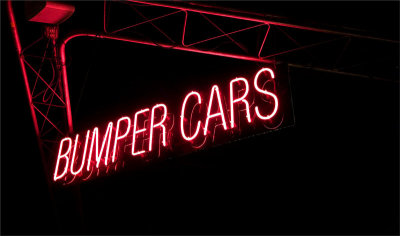 Bumper car without light behind sign