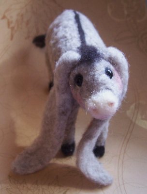 Nester the Long Ear Donkey needle felted miniature Sold