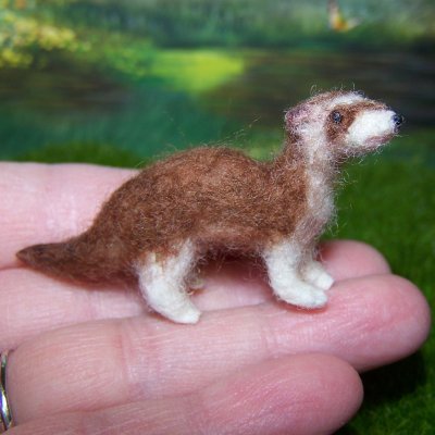 Ferret brown with mask needle felted miniature
