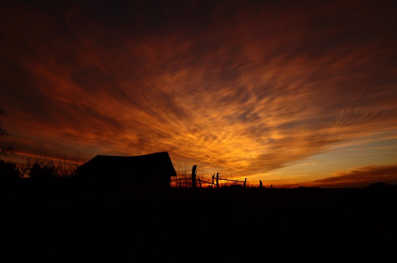 Small Barn with Sunset