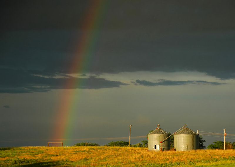 Rainbow with Grain Bins