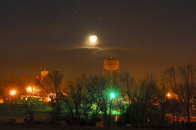 Moon with Water Towers