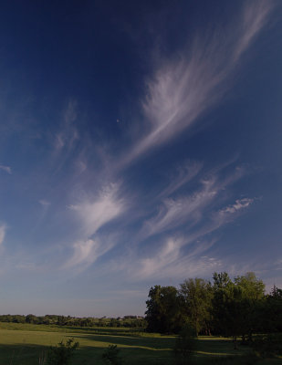 Cirrus Formations with Moon