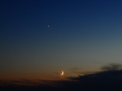 Crescnet Moon with Three Planets