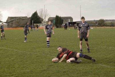 Try machine, Phil Gray, leaves mesmerised defence standing with his unstoppable 2 yard dash to the line