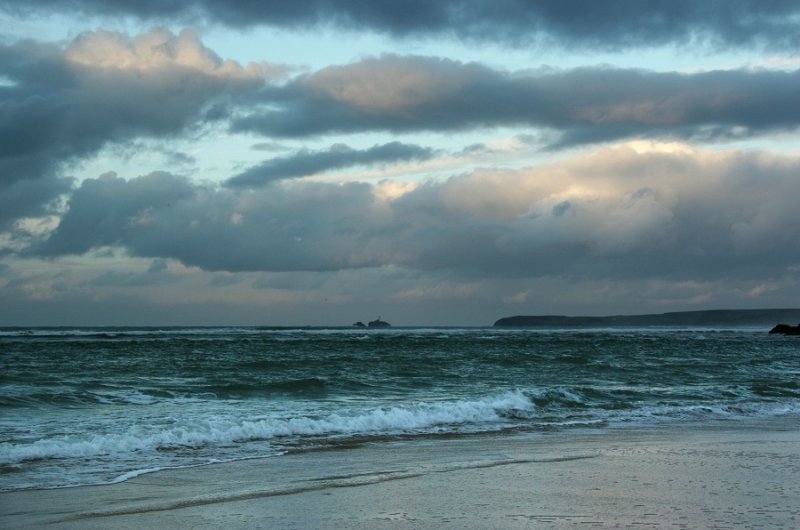 View from Hayle beach in the direction of Godrevy Island
