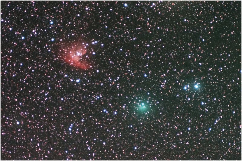 Comet 103P/Hartley (lower right) and the Pacman Nebula NGC 281