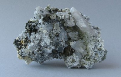 Fluorite, Pyrite on Quartz