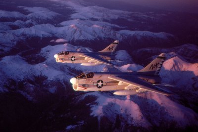 A-7E formation over the Rockies