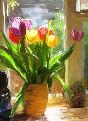 Tulips On The Windowsill