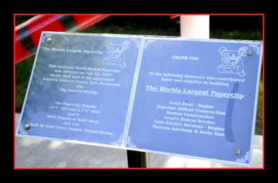 The World's Largest Paperclip Plaque