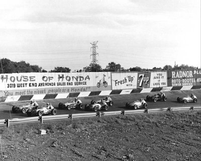 1966 IMCA sprint car race pace lap.