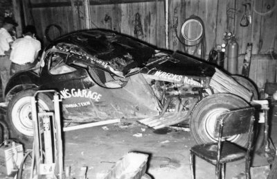 1958 Fairgrounds Malcolm Brady after crash.