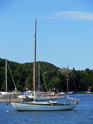 A Boat Moored in Portage Lake