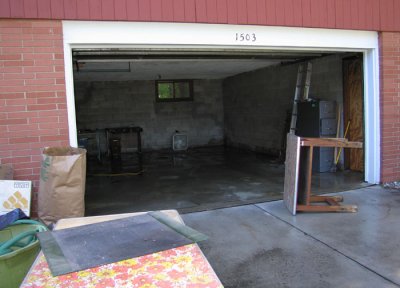 The cleaning of the garage