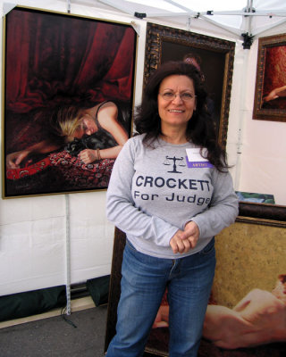Elahe Crockett and her paintings at the art festival