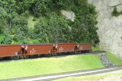 Grassy slope below hoppers at Brockway Mine