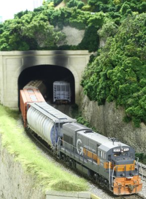 MEC 404 exiting Vosburg Tunnel, note new grass on left