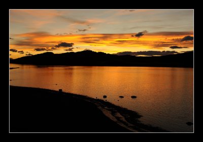 Coucher de soleil sur le lac Lgurinn