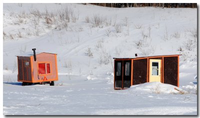 Cabanes: Pche blanche sur le Saguenay gel