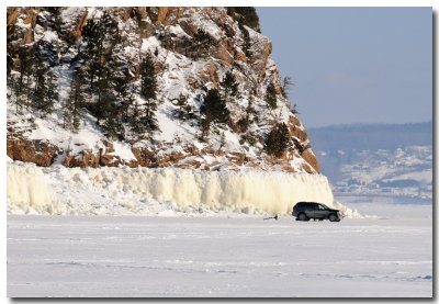 Pche blanche sur le Saguenay gel: hauteur de la mare