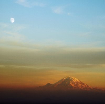 orange sky over Rainier