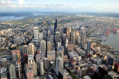 birds-eye  view of Seattle