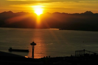 Space Needle and Olympic Mt